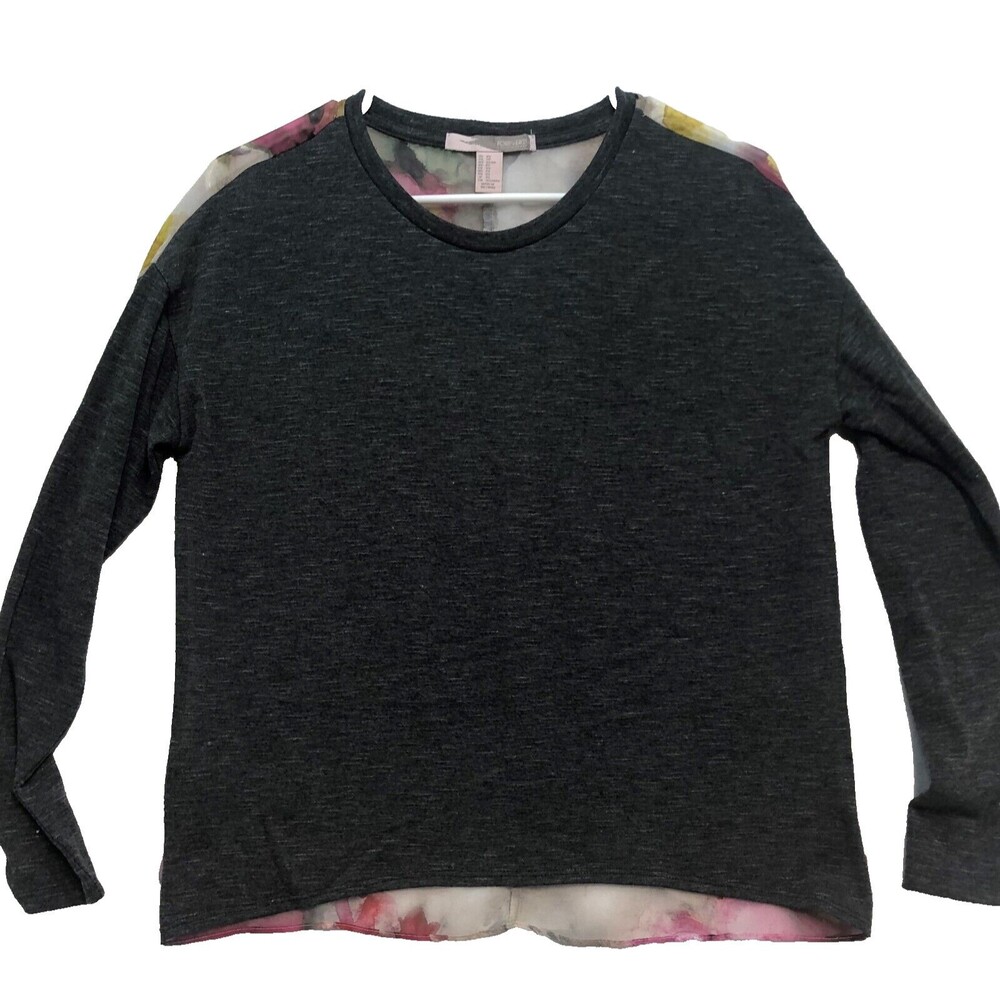 Forever 21 Shirt Women's Sz Small Floral Long Sleeve Sheer Hi-Low Back